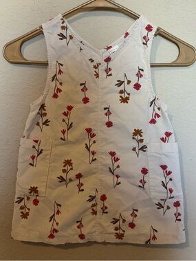 Carters Girls Beige Floral Corduroy Jumper Dress Size 3T
